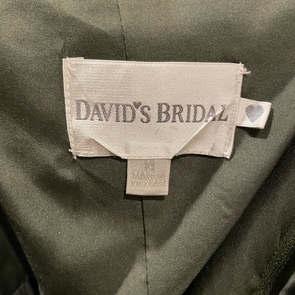 Olive green 14 strapless formal David’s Bridal dress bridesmaid or music concert - Picture 4 of 4